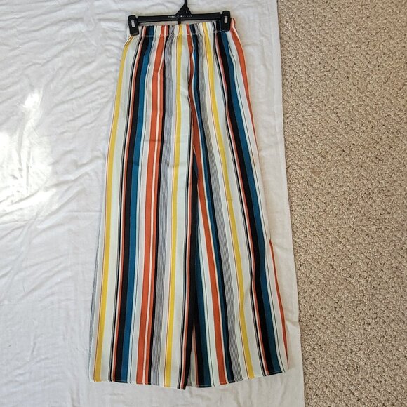 LEYVAS Wrap Party Pants Wide Leg Stripes Colorful - Picture 15 of 15